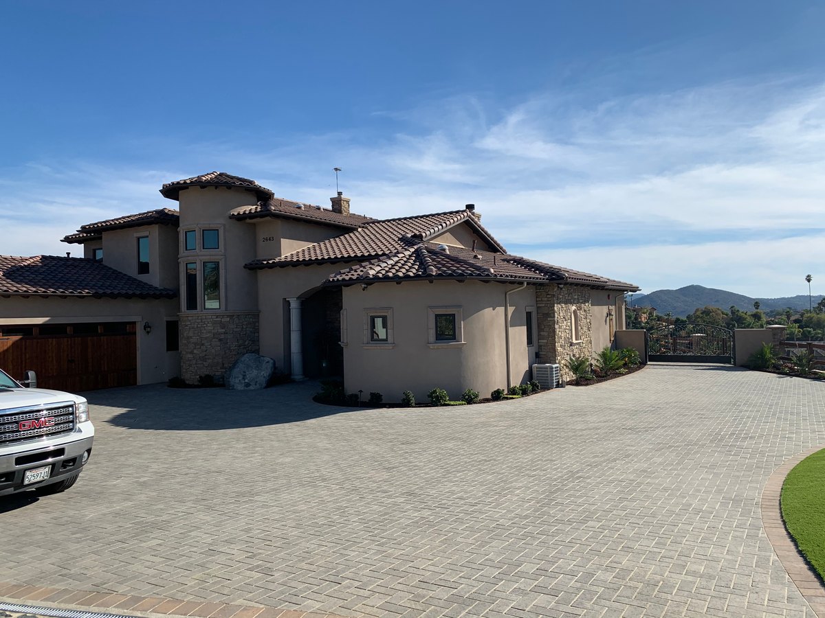 Paver driveway with garage approach in Escondido, North County San Diego by Panjia Outdoors